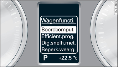 Instrumentenpaneel: Menu Wagenfuncties